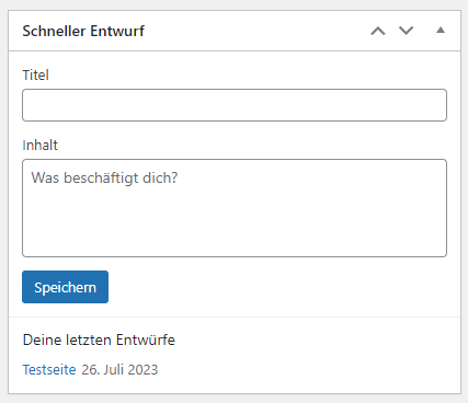 WordPress Schneller Entwurf