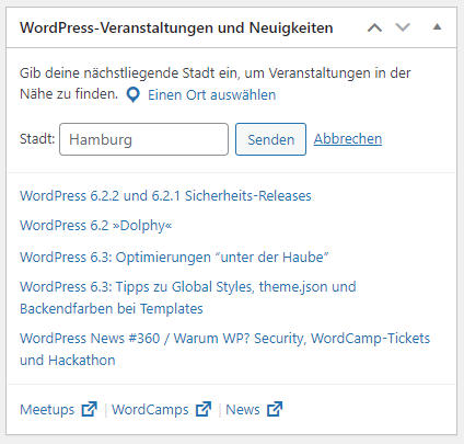 WordPress Veranstaltungen und Neuigkeiten